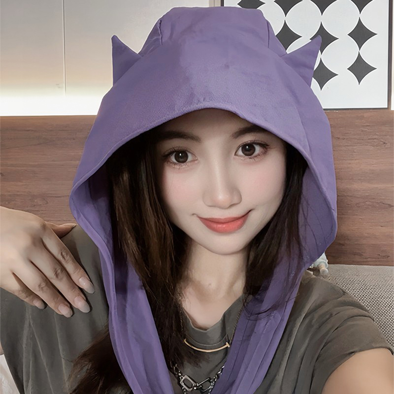 薄款速干小恶魔绑带遮阳帽子女2025夏季新款出游可爱防晒帽大头围