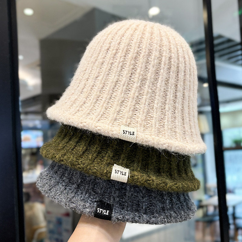 毛绒百搭针织渔夫帽遮脸水桶帽女