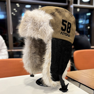 冬季牛仔布雷锋帽子女加厚防寒保暖护耳帽东北骑车毛绒飞行员帽男