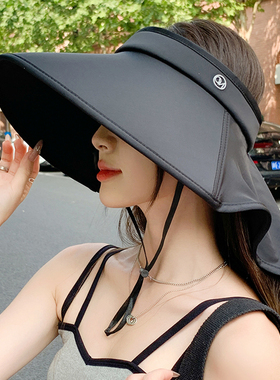 全方位防晒帽子女夏季大檐遮阳帽护颈防紫外线骑车空顶渔夫太阳帽