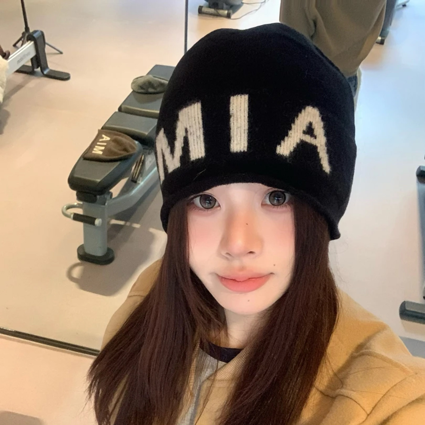 韩版个性字母针织毛线帽子女秋冬季街头冷帽显脸小保暖护耳堆堆帽