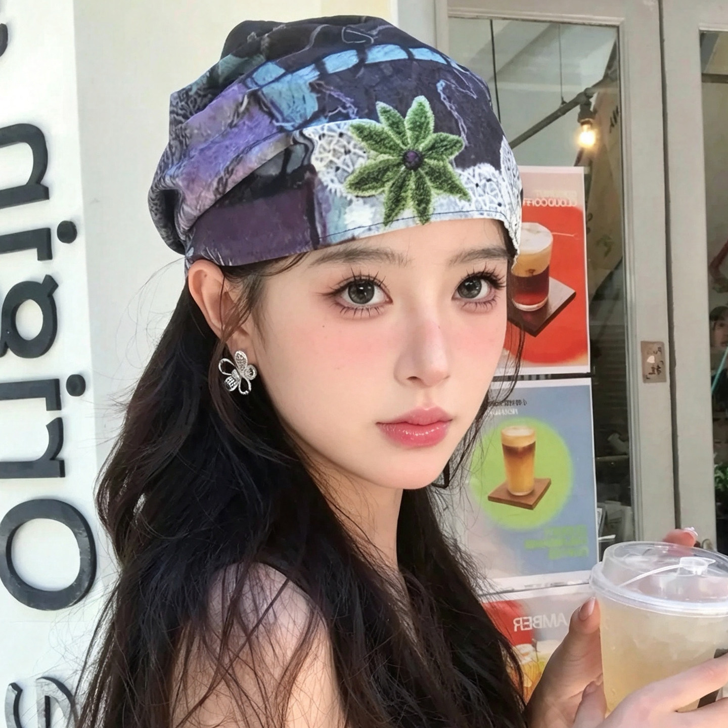 韩系扎染堆堆帽女双面戴显脸小
