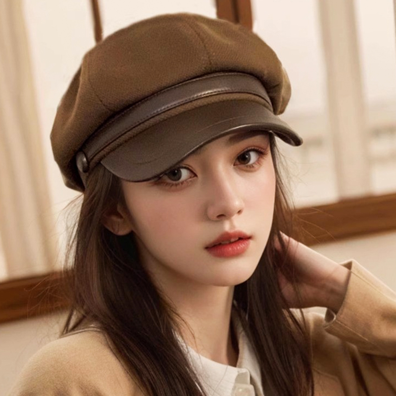 春秋季美拉德咖色八角帽子女复古画家贝雷帽显脸小百搭休闲报童帽