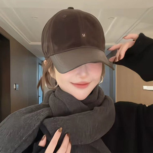 秋冬季百搭显脸小鸭舌帽子女2025新款复古拼接时尚高级感棒球帽潮