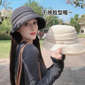 渔夫帽子女夏季 百搭遮阳帽遮脸棉麻防晒帽2025爆款 春夏卷边显脸小