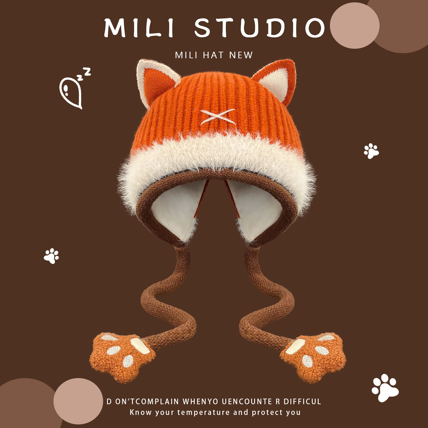 2025新款甜美可爱狐狸造型针织帽子女冬季保暖护耳加厚防寒雷锋帽,服饰配件/皮带/帽子/围巾,帽子,淘宝优惠券,粉丝福利购,淘宝优惠卷