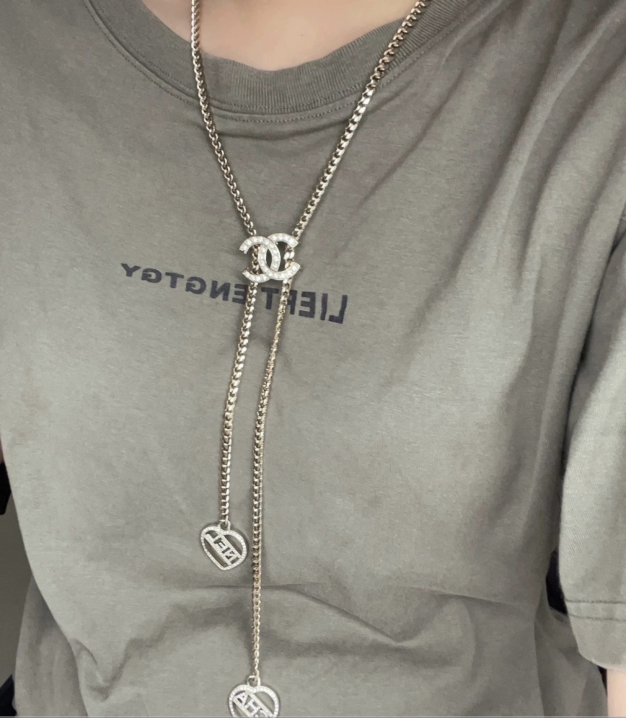 阿段代购 2024款正品 CHANEL/香奈儿 限量金属镂空爱心长链条项链