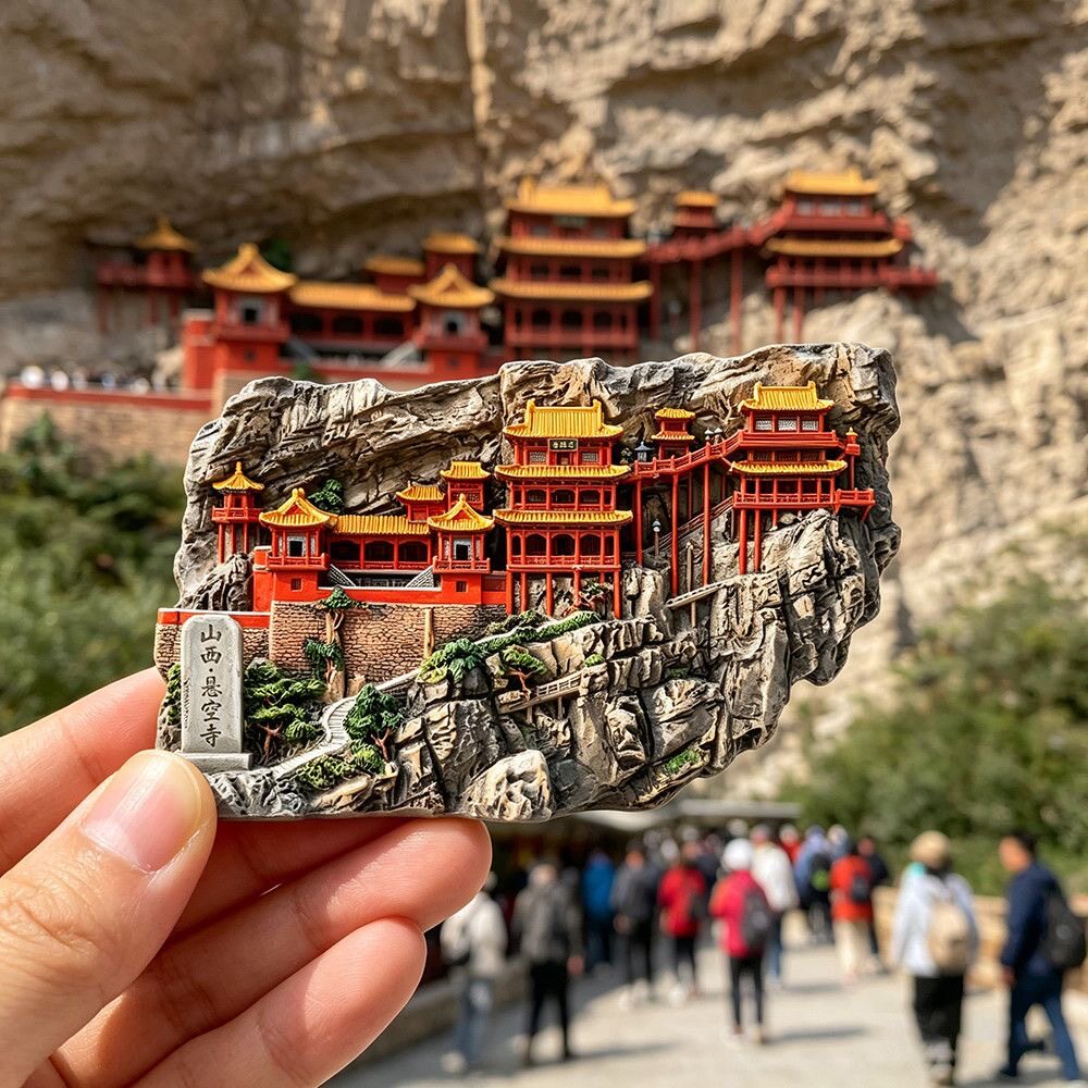 山西悬空寺树脂浮雕磁吸冰箱贴恒山文创旅游纪念品小礼品装饰品