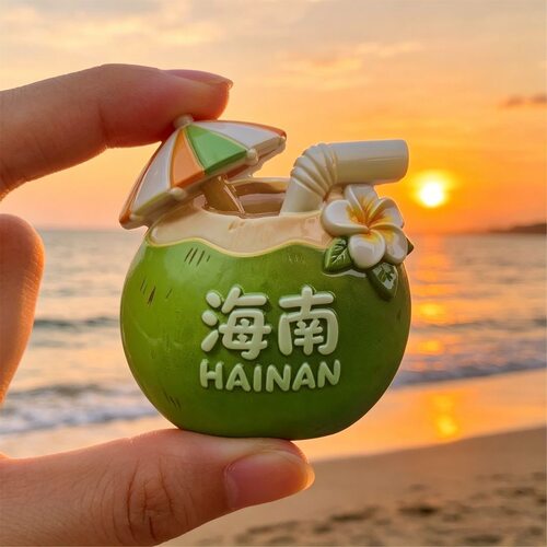 海南椰子树脂磁吸浮雕文创冰箱贴