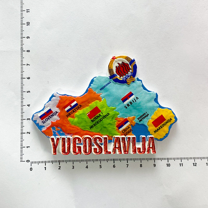 南斯拉夫彩色地图形磁吸冰箱贴3d立体创意家居装饰品旅游纪念品