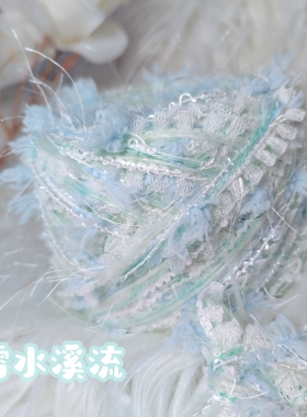 手混线【雪水溪流】清新可爱奶蓝diy手编特色毛线手作包配线发夹