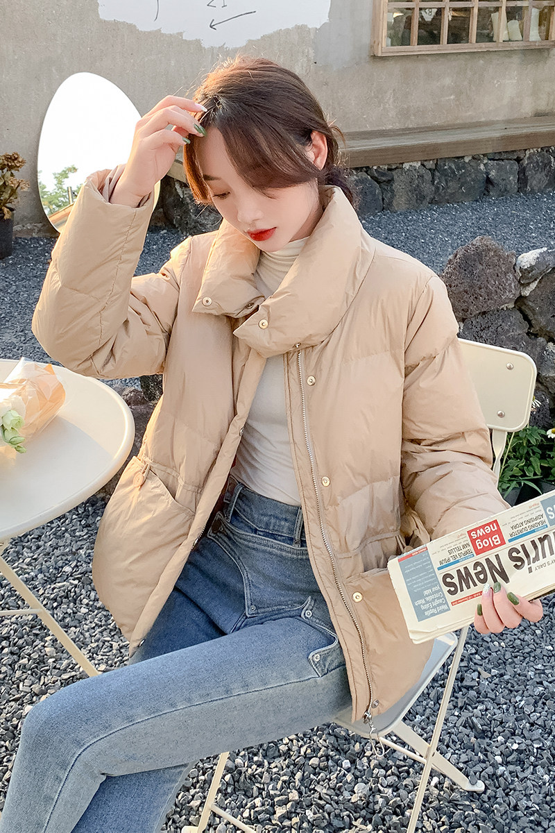 2022冬季新款现货短款立领羽绒服166-9922P195K328浅卡其,女装羽绒服,茜茜公主