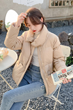 2022冬季新款现货短款立领羽绒服166-9922P195K328浅卡其，女装羽绒服，茜茜公主