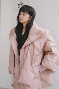2022冬季新款现货围巾连帽宽松面包羽绒服166-9911P260K418图片