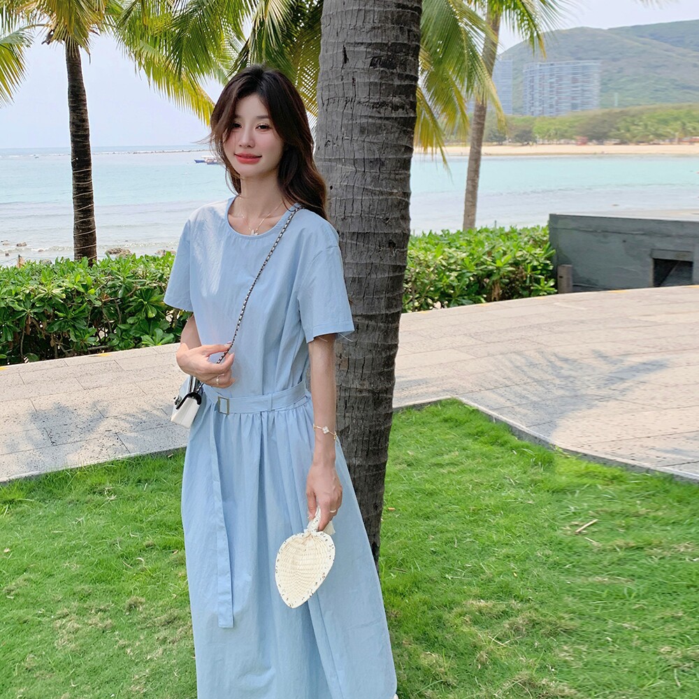 新款2025夏现货韩版休闲显瘦宽松长款连衣裙166-2535P125K188,女装连衣裙,茜茜公主