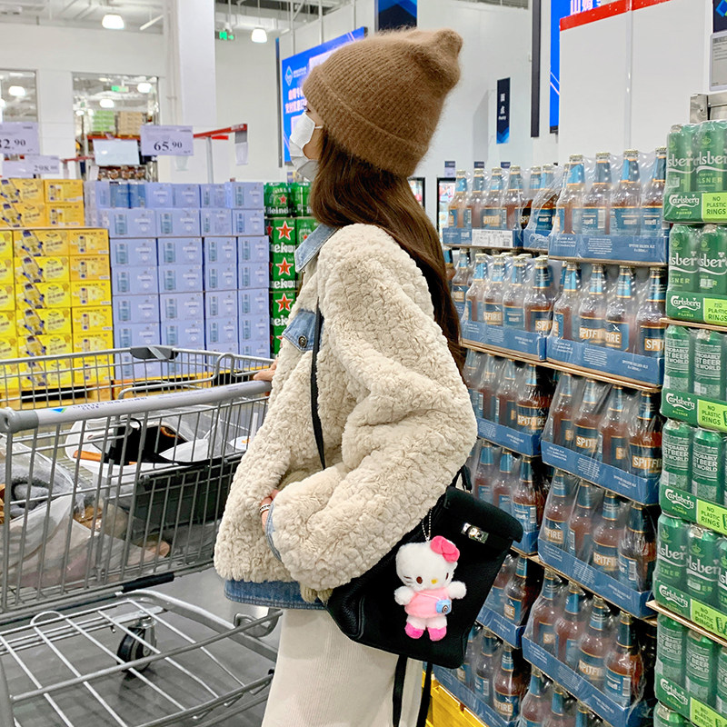 【】2023冬季新款现货牛仔羊羔毛加厚外套166-6603P185K278,女装短外套,茜茜公主
