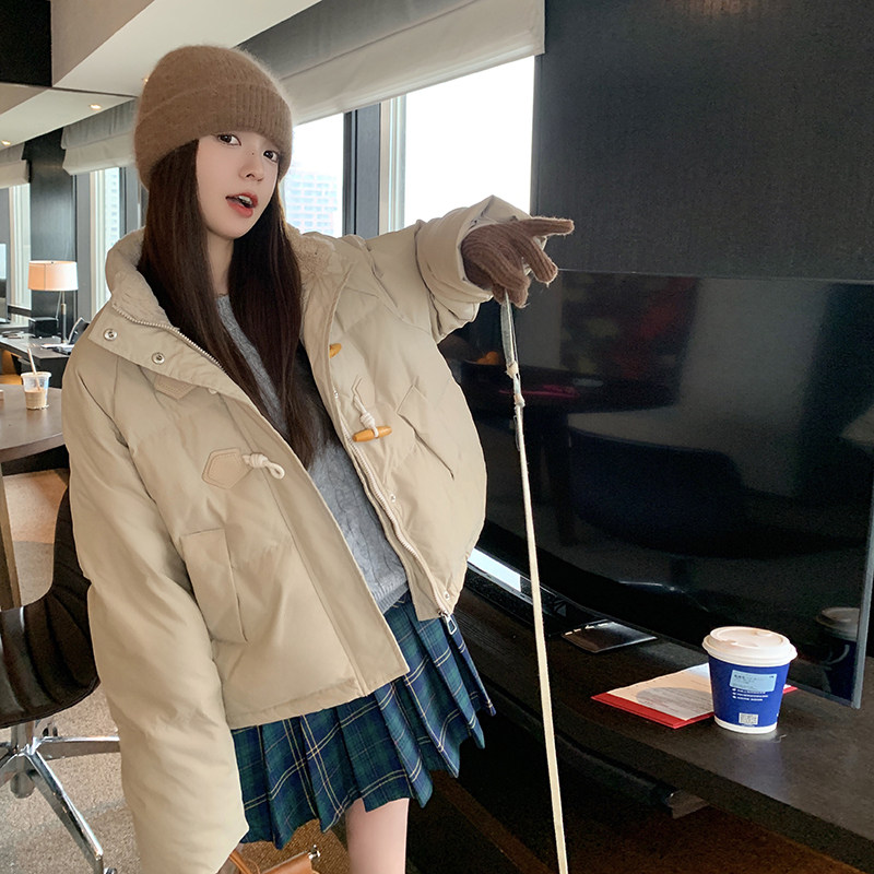 2023冬季新款现货牛角扣时尚短款90羽绒服166-6628P280K398,女装羽绒服,茜茜公主