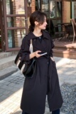2023春季现货韩版宽松经典风衣外套166-8259P165K238黑色，女装风衣，茜茜公主