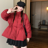 新中式国风盘扣红色短款羽绒服女冬2024年新款高级感超好看厚外套，女装羽绒服，茜茜公主