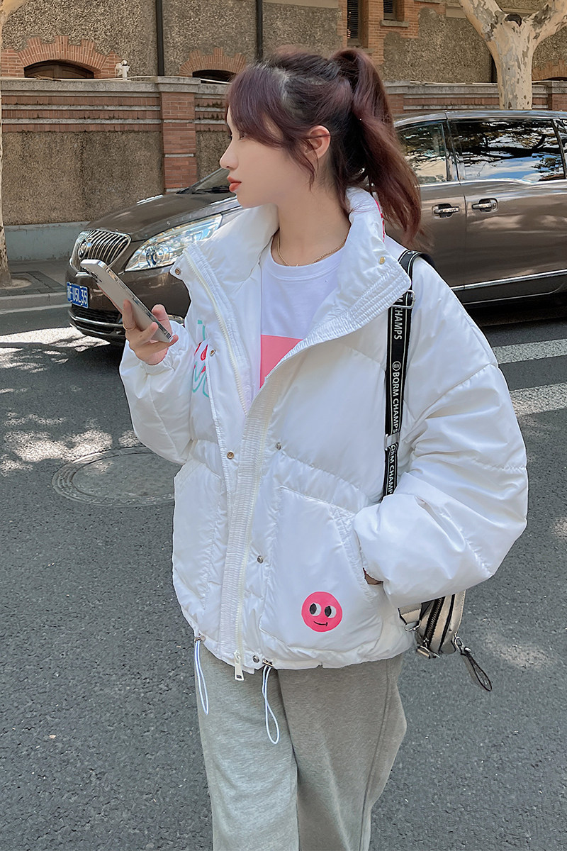 2022冬季新款韩版宽松小个子短款涂鸦羽绒服166-8655P180K298,女装羽绒服,茜茜公主