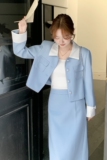 法式小香风撞色外套套装女2025秋季新款超火好看减龄半身裙两件套，女装套装/套裙，茜茜公主