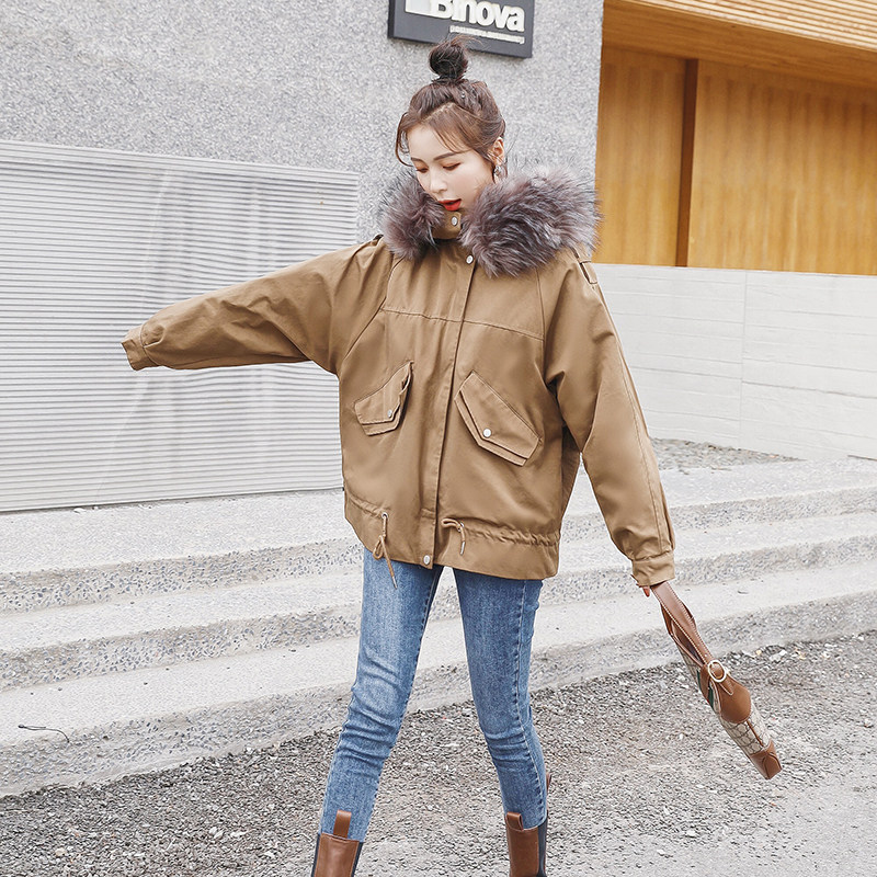 现货派克服女韩版宽松加绒加厚棉袄工装棉服166-8802P185K278土黄，女装棉衣/棉服，茜茜公主