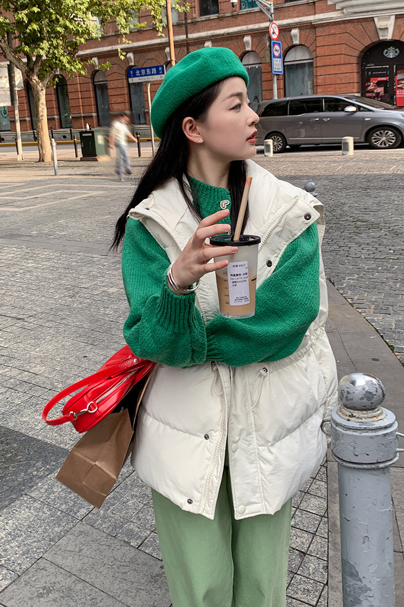 2022冬季新款工装休闲羽绒马甲166-9952P135K208白,女装羽绒服,茜茜公主