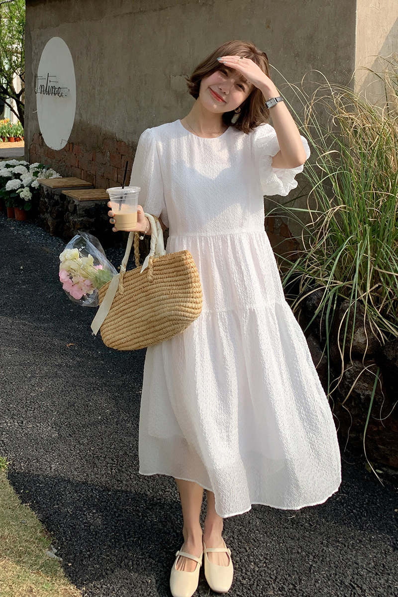 2022新款现货文艺范泡泡袖连衣裙166-8212P115K168,女装连衣裙,茜茜公主