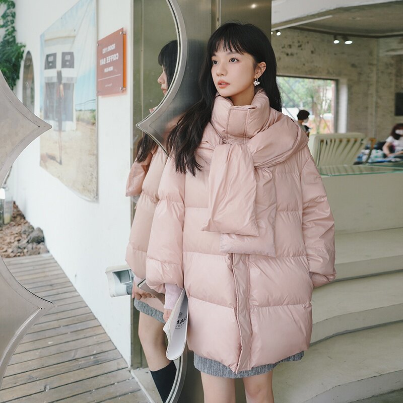 2022冬季新款现货围巾连帽宽松面包羽绒服166-9911P260K418图片