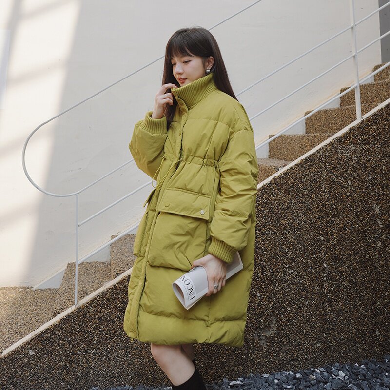 2022冬季新款现货毛线领中长款羽绒服166-9917P225K358,女装羽绒服,茜茜公主