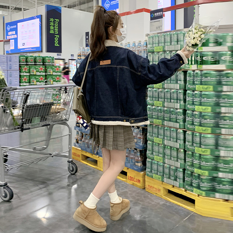 2024冬季新款现货牛仔外套厚兔毛保暖短外套166-6602P195K298,女装短外套,茜茜公主