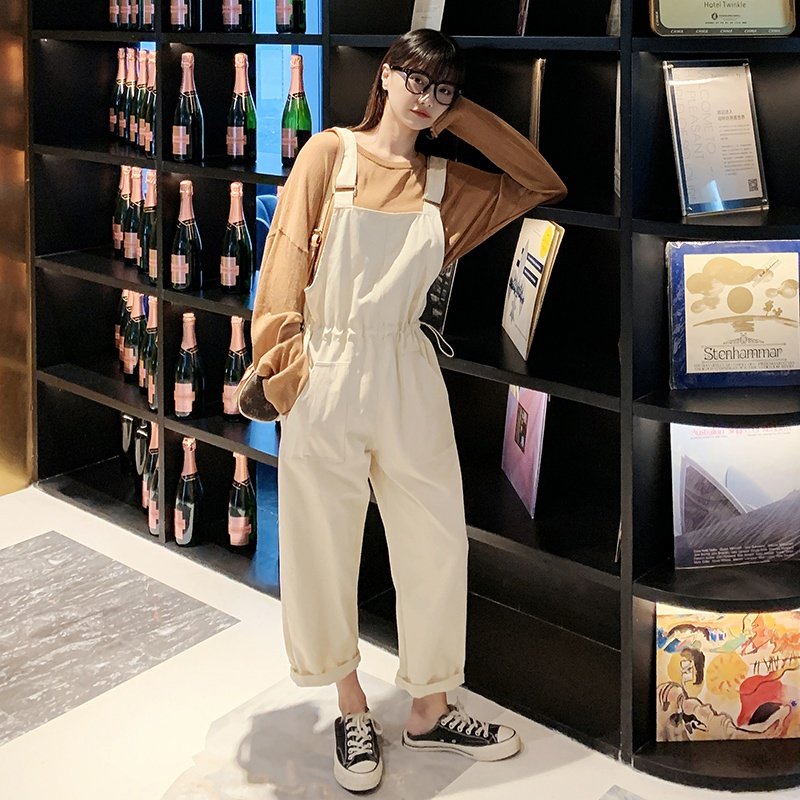 2021春夏新款背带裤常年做不断货166-1035P75控128米色，女装牛仔裤，茜茜公主