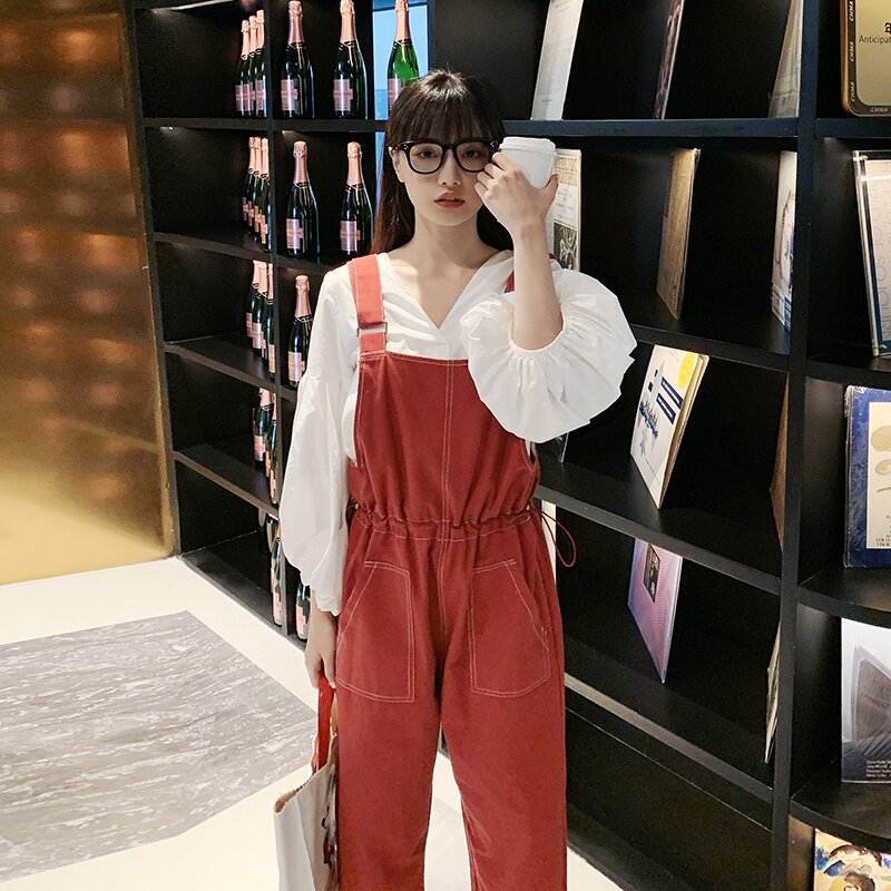 2021春夏新款背带裤常年做不断货166-1035P75控128米色,女装牛仔裤,茜茜公主