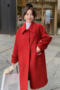 2022冬季新款现货圣诞红复古风双面呢外套166-9919P235K358