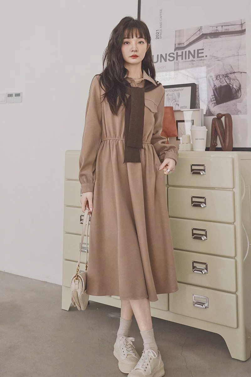 2022春季现货新款披肩长袖连衣裙166-8682P105K158,女装连衣裙,茜茜公主