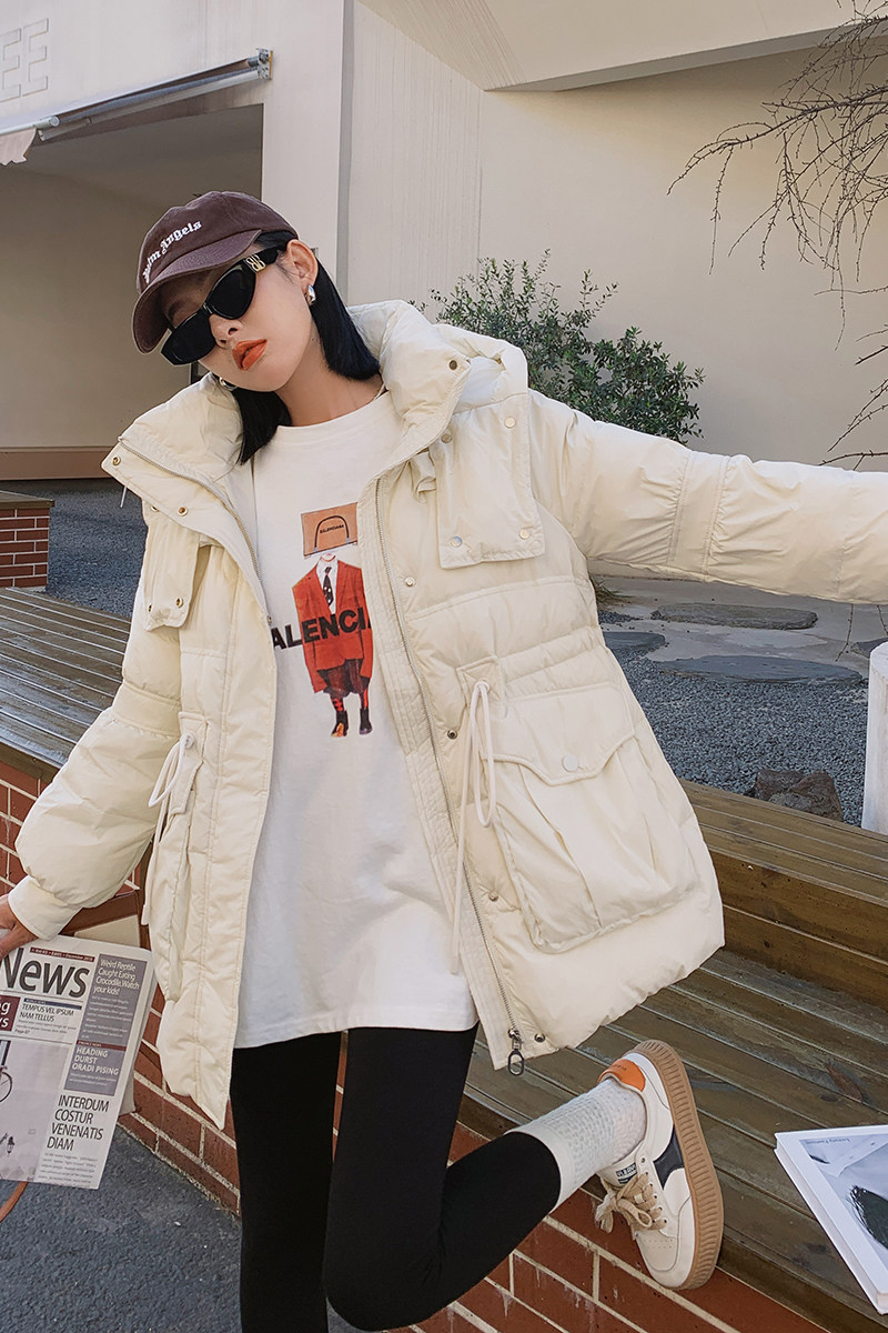 90绒2022冬季新款抽绳连帽羽绒服166-9990P320K488天蓝色,女装羽绒服,茜茜公主