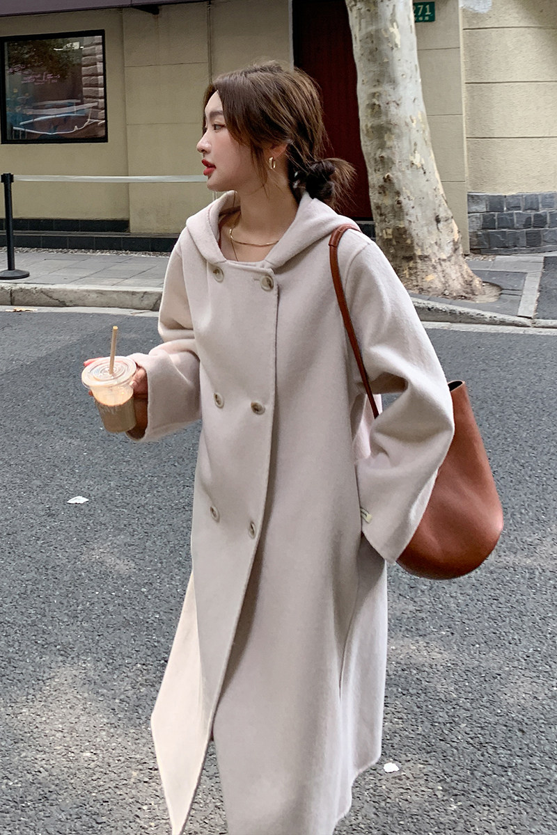 2022冬季新款现货韩版宽松双排扣双面呢外套166-9906P255K398,女装毛呢外套,茜茜公主