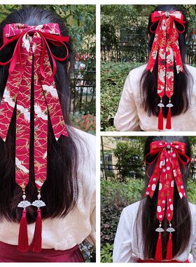 头花中国风大蝴蝶结发夹古风发带