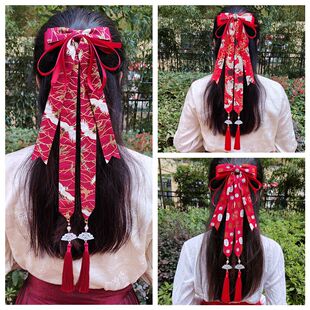 新年发饰过年头饰古风汉服大蝴蝶结发夹女中国风长发带马面裙儿童
