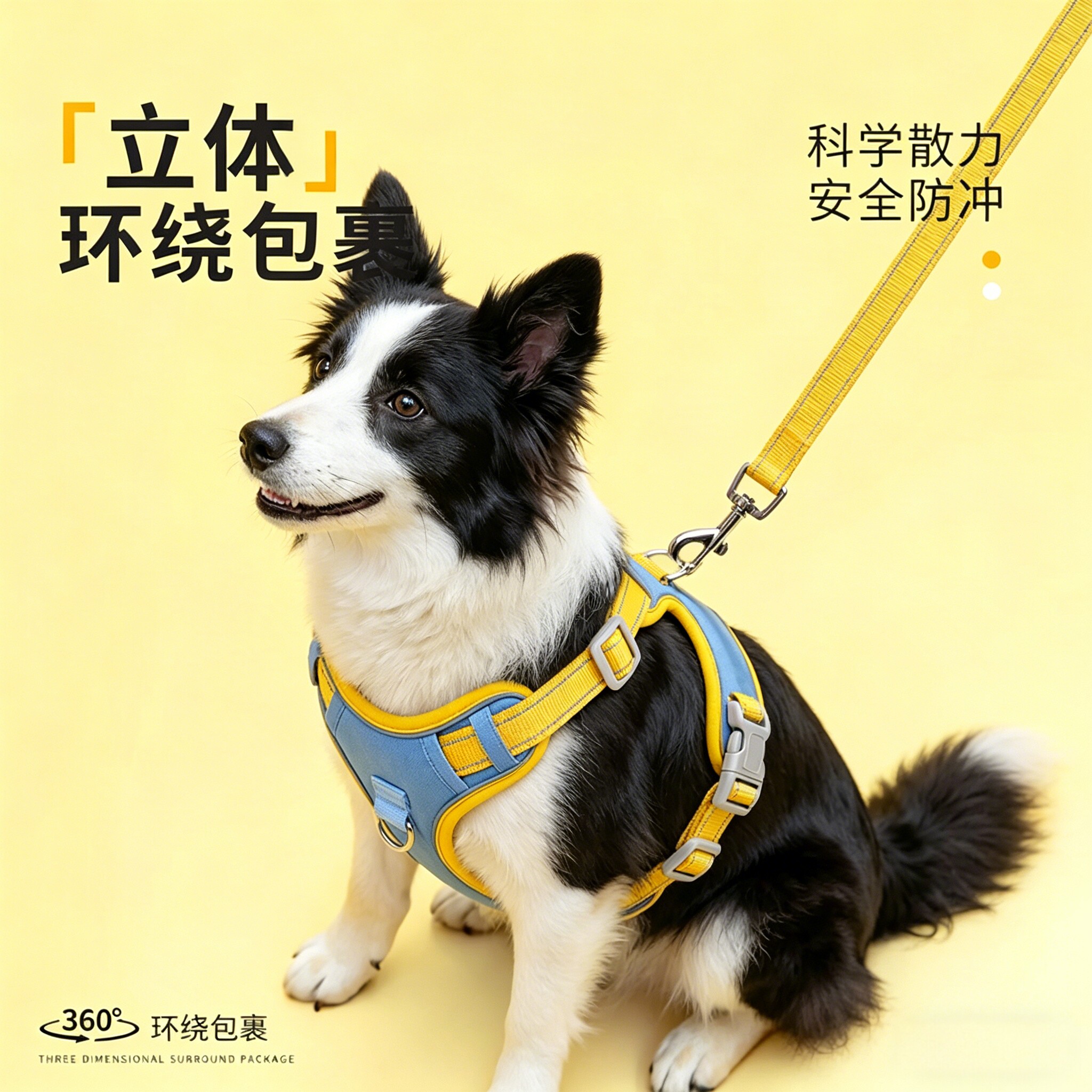 原创设计狗狗胸背 中小型犬专用 360度环绕散力 柴犬边牧牵引绳子