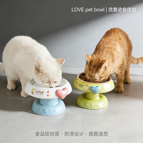 专碗专用猫碗护颈猫盆猫咪喝水碗宠物慢食饭碗不锈钢狗碗不易打翻