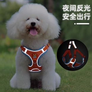 狗狗牵引绳小型犬泰迪比熊博美宠物胸背带幼犬遛狗绳狗脖圈 背心式