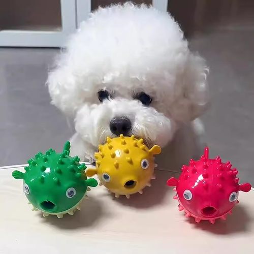 狗狗玩具蹦蹦鱼漏食球发声解闷泰迪比熊磨牙耐咬中小型犬消耗体力