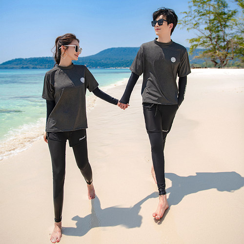 韩国潜水服女分体浮潜泳衣女宽松显瘦长袖防晒速干冲浪服水母衣