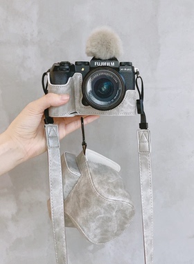 灰色m50微单反XS20相机包皮质XS10保护套适用佳能R50富士XT30二代