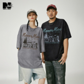 NMAX大码 T恤 手绘涂鸦印花宽松舒适仿麂皮短袖 潮牌男装 26年夏新款