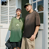 潮牌男装 夏装 匠心之作渐变短袖 NMAX大码 T恤高街刺绣情侣装