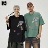 错落印花高质量仿麂皮短袖 NMAX大码 T恤 新款 美式 潮牌男装 26年夏季