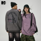 25年秋冬新款 NMAX大码 潮牌男装 潮流字母印花仿麂皮绒情侣圆领卫衣