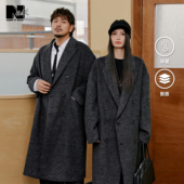 潮牌男装 25年冬新款 简约翻领开衫 NMAX大码 呢大衣长款 加厚保暖外套